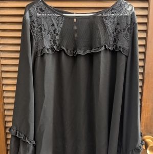 Black lace plus size top